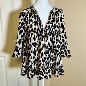 Nanette Lepore Leopard Print Flowy Top Size Small Dressy Chic
